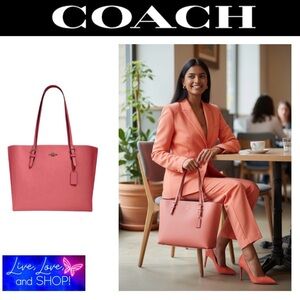 COACH Mollie Tote (Coral/Peach/Taffy,) EUC